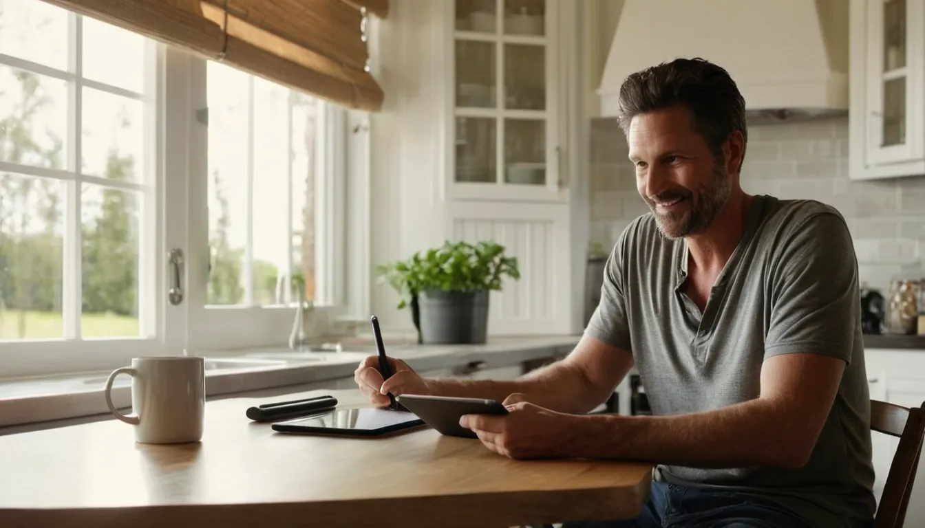 Homeowner requesting a septic estimate on a tablet at home in the Trussville area